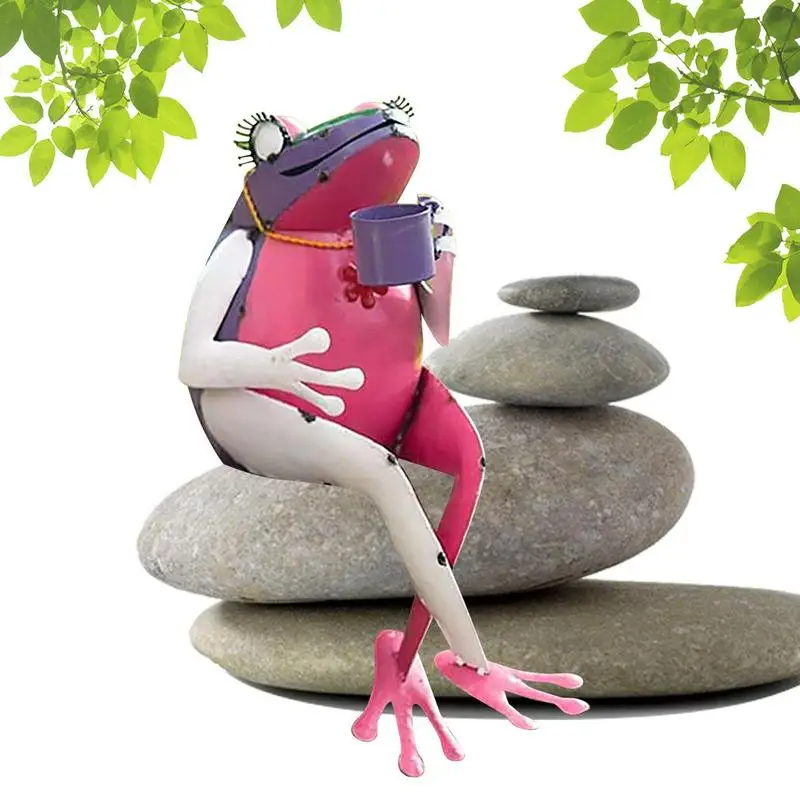 

Frog Garden Ornaments Metal Frog Decoration For Lawn Colorful All Seasons Ornament For Garden Landscape Patio Cute Yard Art For