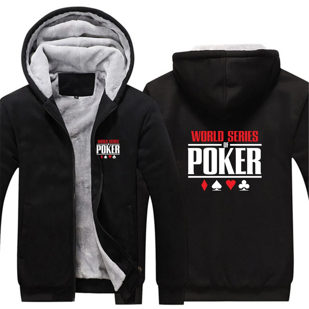 

2023 New Men's Printing Fashion World Series Of Poker Winter Thicken Warm Hoodies Comfortable Hight Quality Zipper Jacket Coat