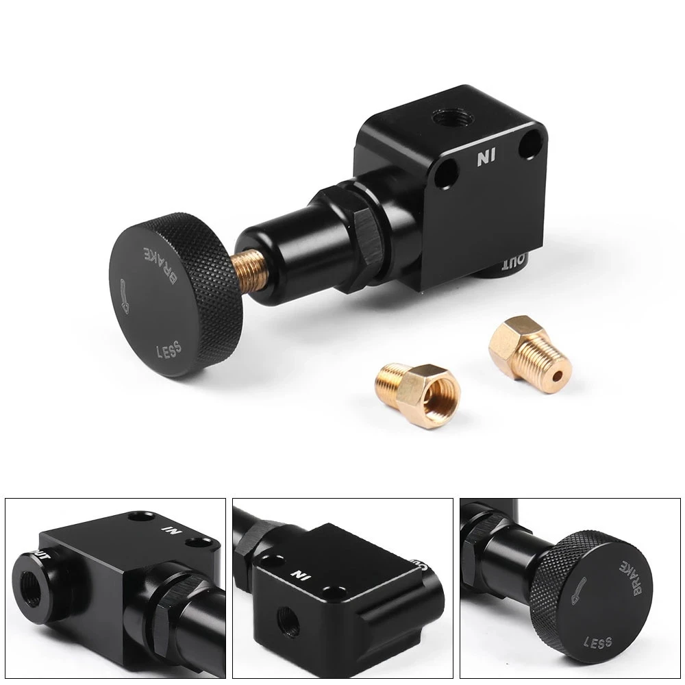 

Brake Bias Proportioning Valve Pressure Regulator For Brake Adjustment 1/8-27 NPT Pressure Regulator Screw Knob Type Black