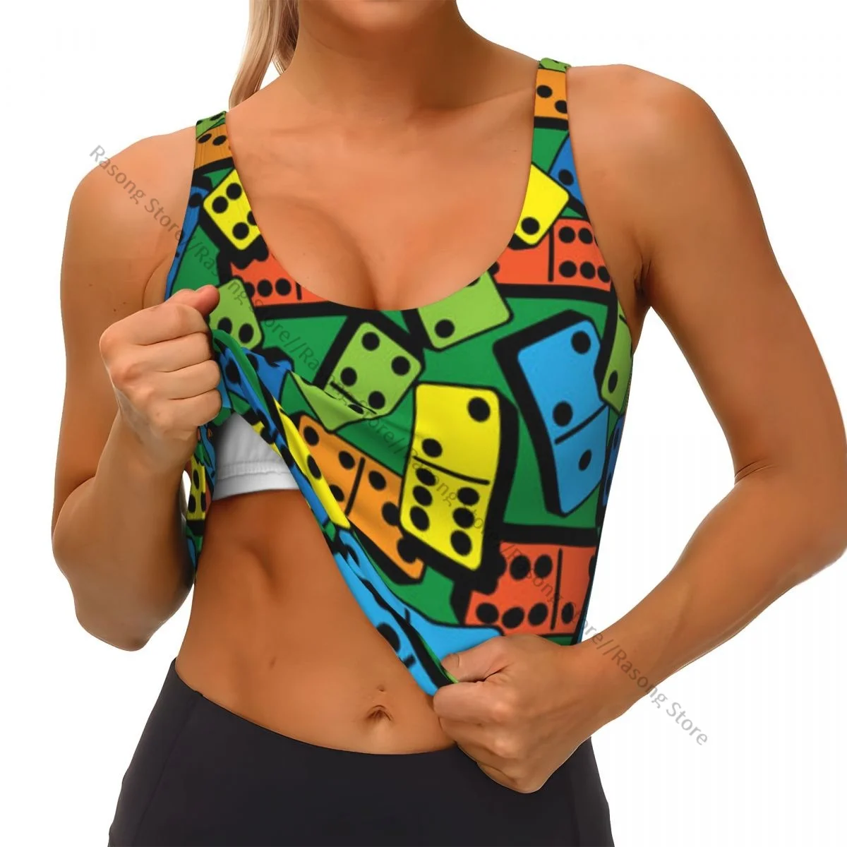 Женский сексуальный спортивный жилет для казино с красочным узором домино