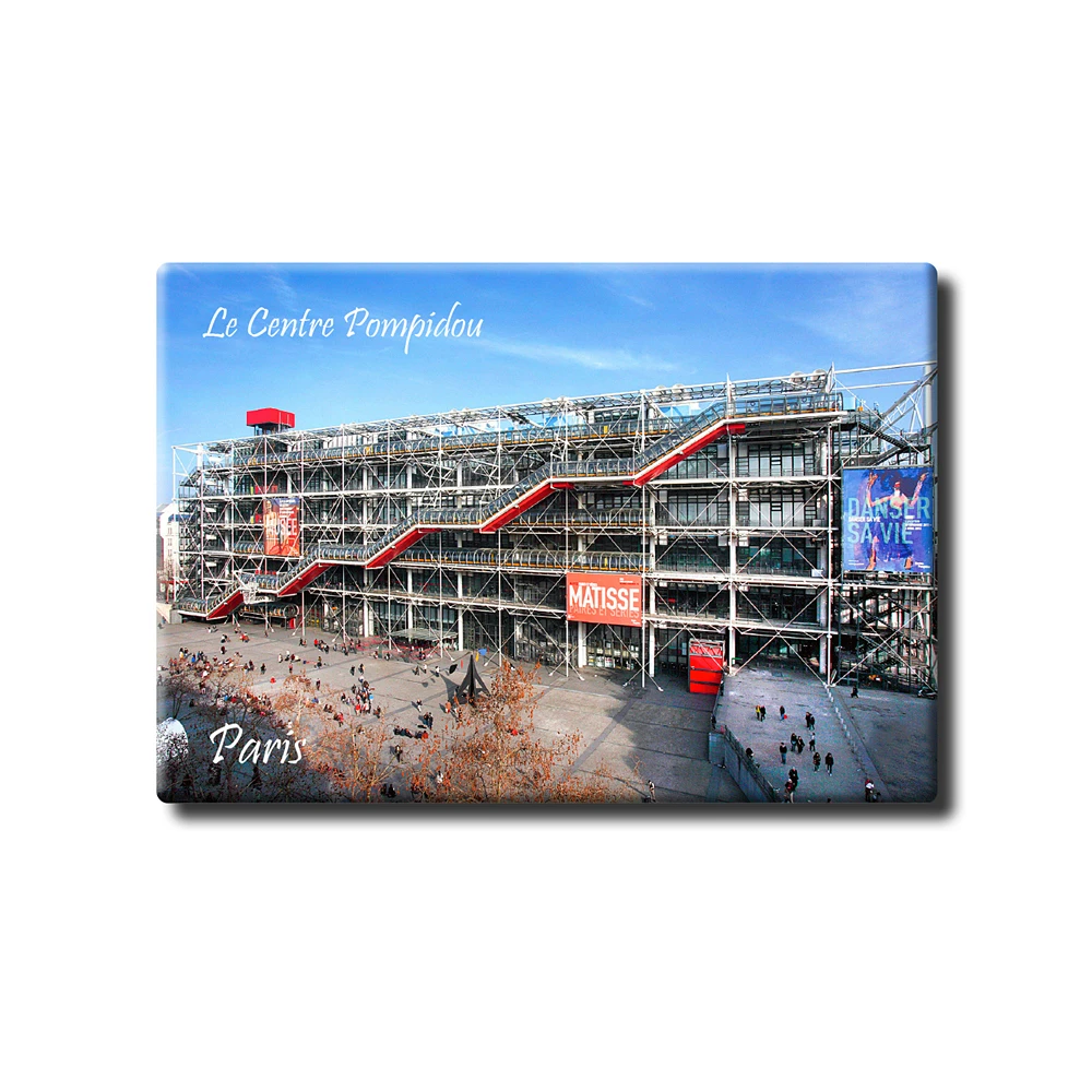 

French Paris "Pompidou Centre" Tourist Souvenir Tinplate Magnetic Refrigerator Sticker Rigid Creative Home Decoration 27086