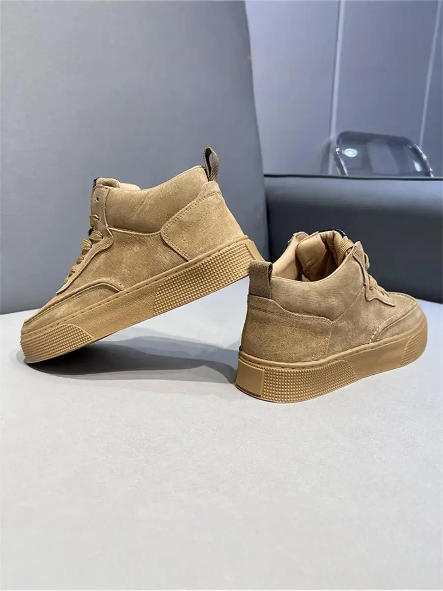 Ozhouzhan Autumn New High-Top Men's Shoes Matte Leather Trendy Fashion Casual Board Simple