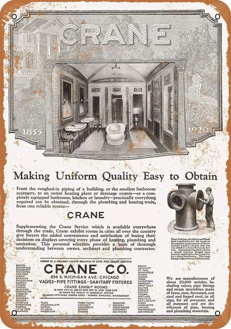 

SLALL 1925 Crane Fixtures Installation Service Retro Street Sign Household Metal Tin Sign Bar Cafe Car Motorcycle Garage Decorat