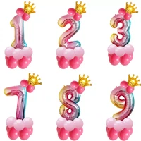 1set rainbow unicorn 32inch foil number balloons kids birthday party decoration helium number balloon event baby shower decor