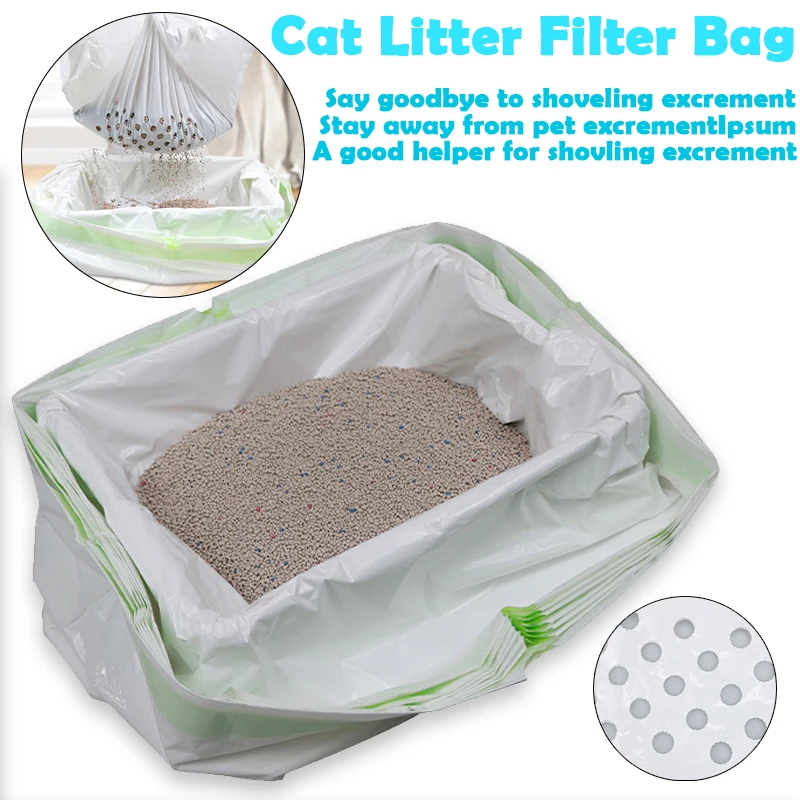 

7pcs/Set Portable Reusable Cat Litter Filter Bag Household Hygiene Cat Litter Plastic Bag With Handle Tray Cat Cleaning Supplies