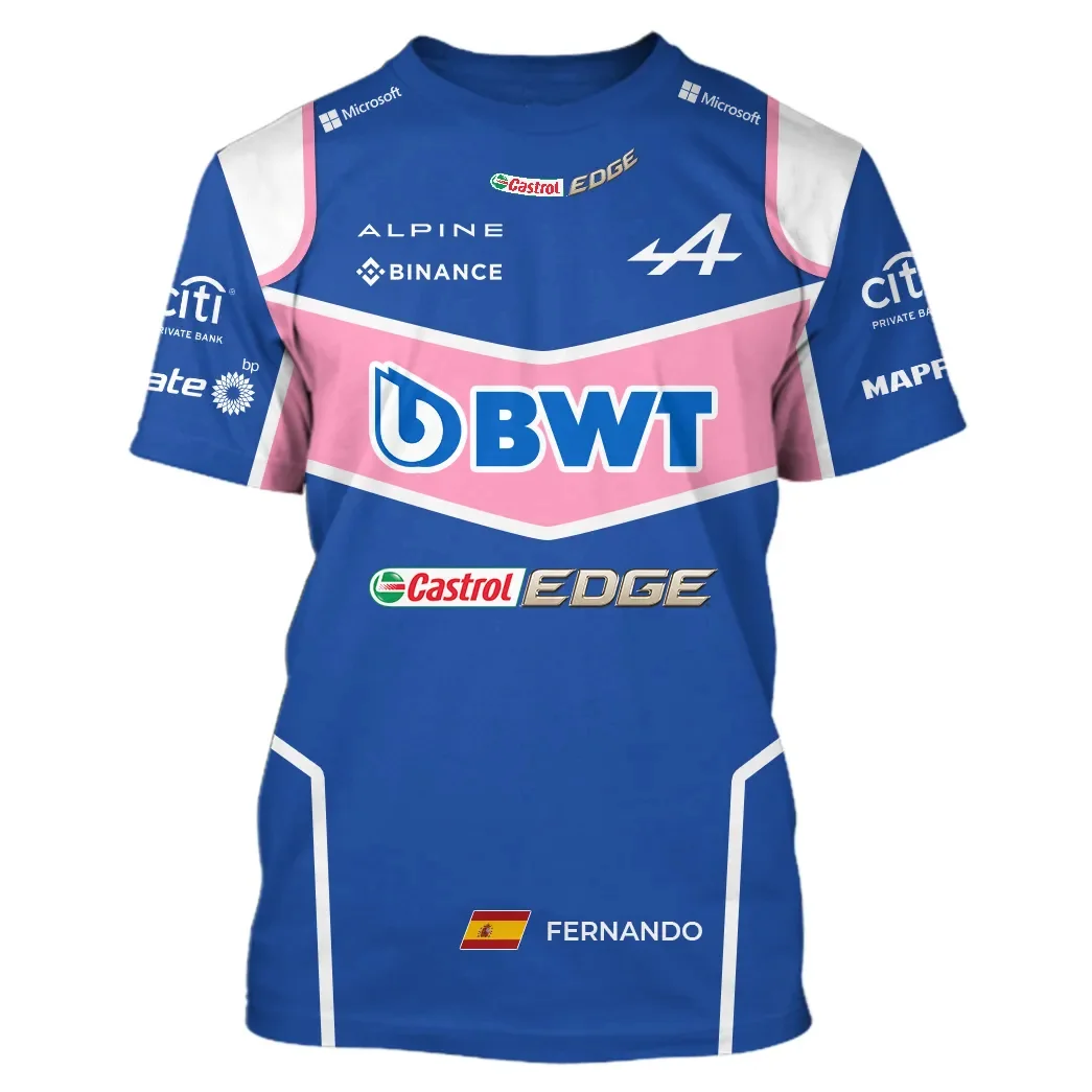 BWT Alpine F1 Team Fernando Alonso 2022 Driver T-Shirt Men Latest Hot Formula One Team Shirt New Moto Racing  Quick Drying Tshir