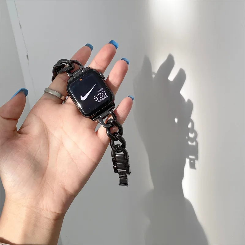 Stainless Steel Chain Strap For Apple Watch 8 7 SE 6 5 41mm 45mm Metal Bracelet For iwatch Series Ultra 49mm 40mm 38mm 44mm 42mm