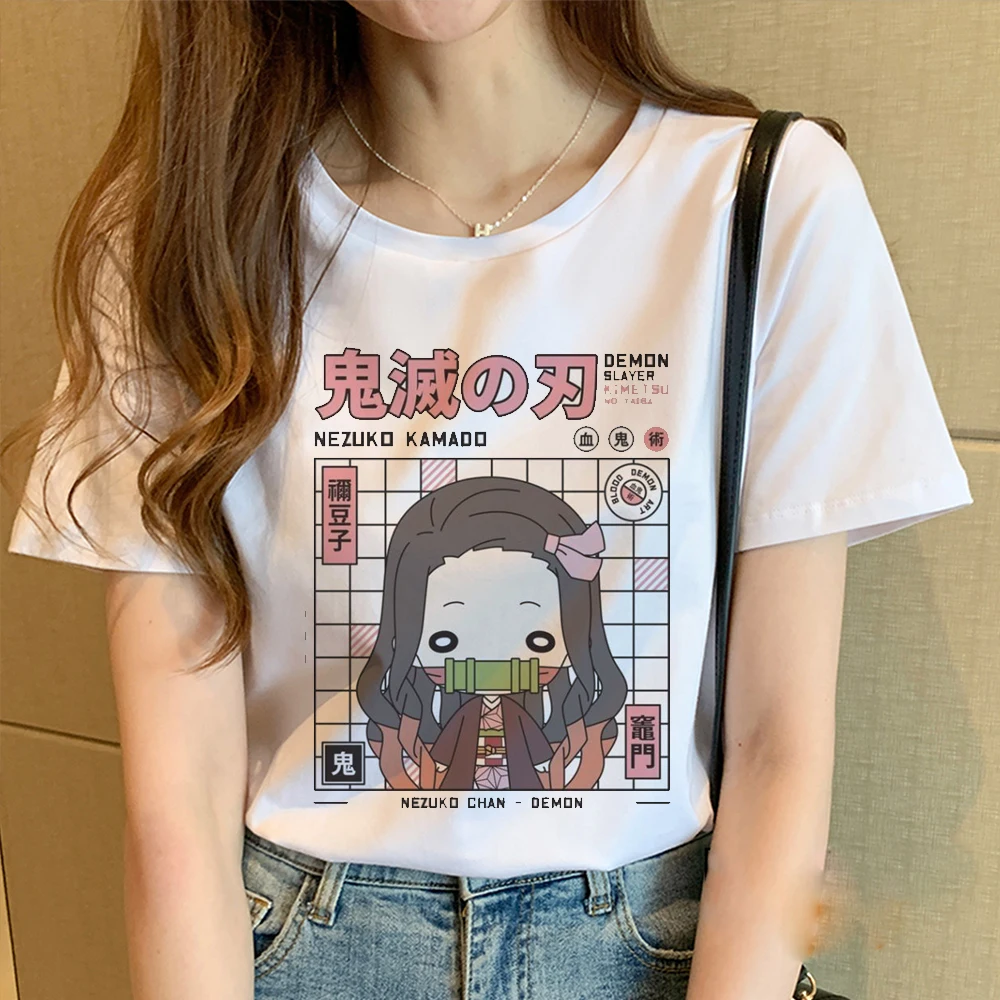 

Women Men Clothes T Shirt Demon Slayer Tanjirou Nezuko Tshirts Cotton Summer Top Female Oversized Short Sleeve Tees Streetwear