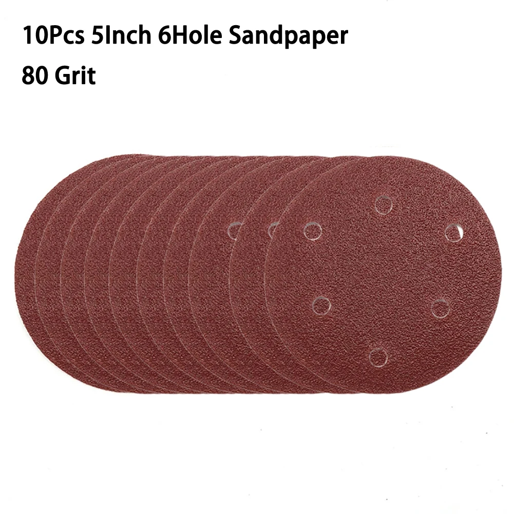 

5Inch Hook & Loop Sanding Discs 6 Hole Sandpaper Orbital Sander Pads 40-800 Grit For Grinding Rust Removal Sanding Discs