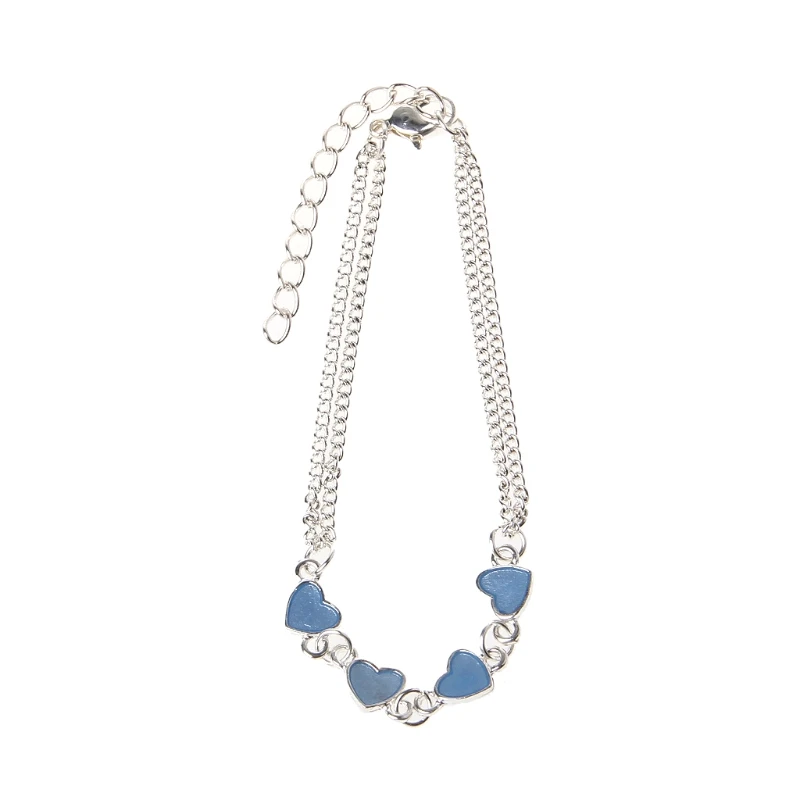 

Chic Luminous Heart Bracelet Adjustable Blue Heart Anklet Jewelry for Men Women 264E