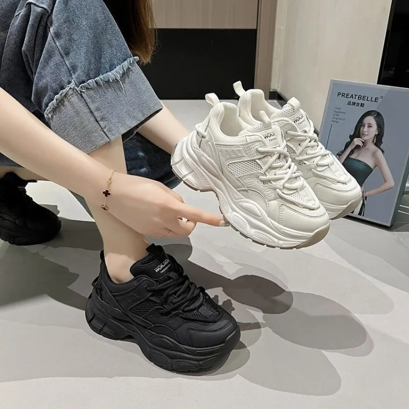 Женские кроссовки 2024 сетчатые на платформе дышащая повседневная спортивная