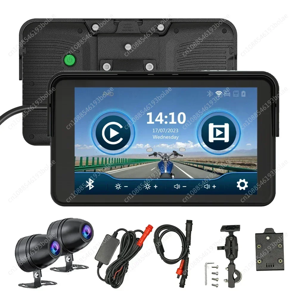 7-дюймовый мотоциклетный Carplay и Android Auto GPS-навигатор видеорегистратор с двумя