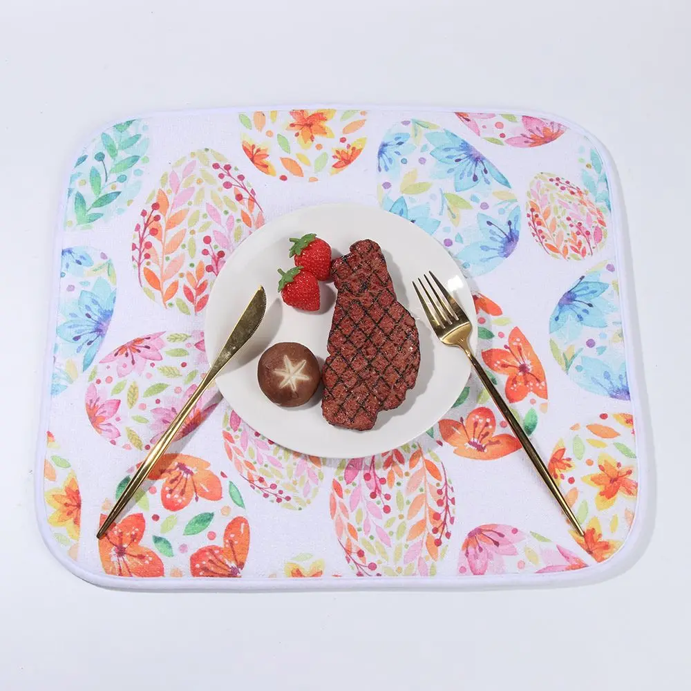 

Absorbent Machine Bunny Rabbit For Kitchen Counter Fast Drying Pad Dish Drying Mats Spring Easter Dish Drainer Mat