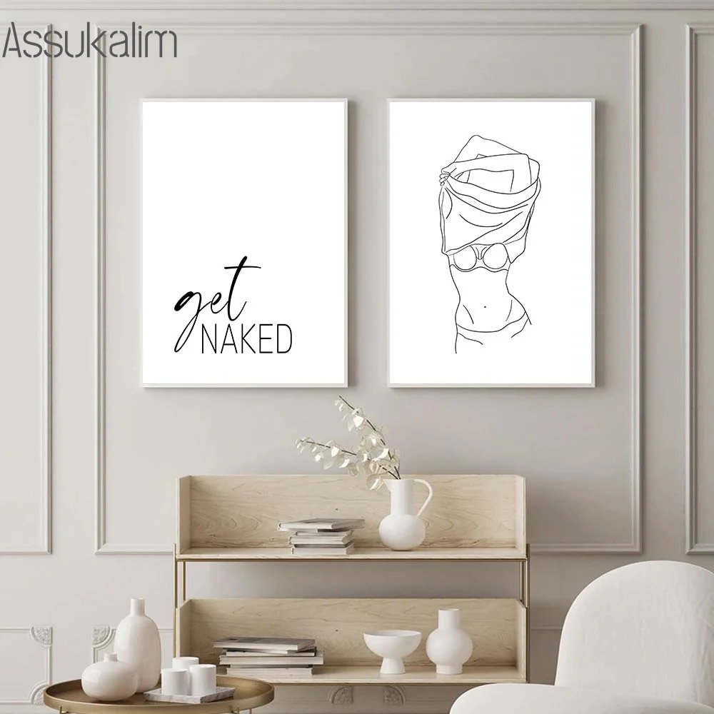 

Настенные художественные плакаты в современном минималистском стиле, абстрактная Обнаженная Картина на холсте, рисование линий, Художеств...