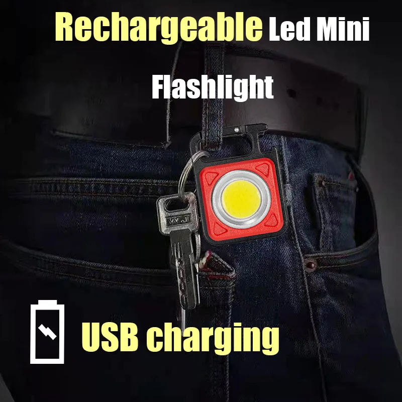 

Перезаряжаемая светодиодная мини-вспышка, Портативная USB-вспышка для ключей, светодиодный COB-светильник для работы в ночное время, Внешняя вспышка для кемпинга с сильным магнитом