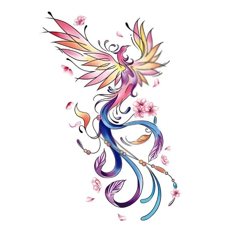 Эротичные тату-наклейки с Фениксом для женщин цветные Временные татуировки