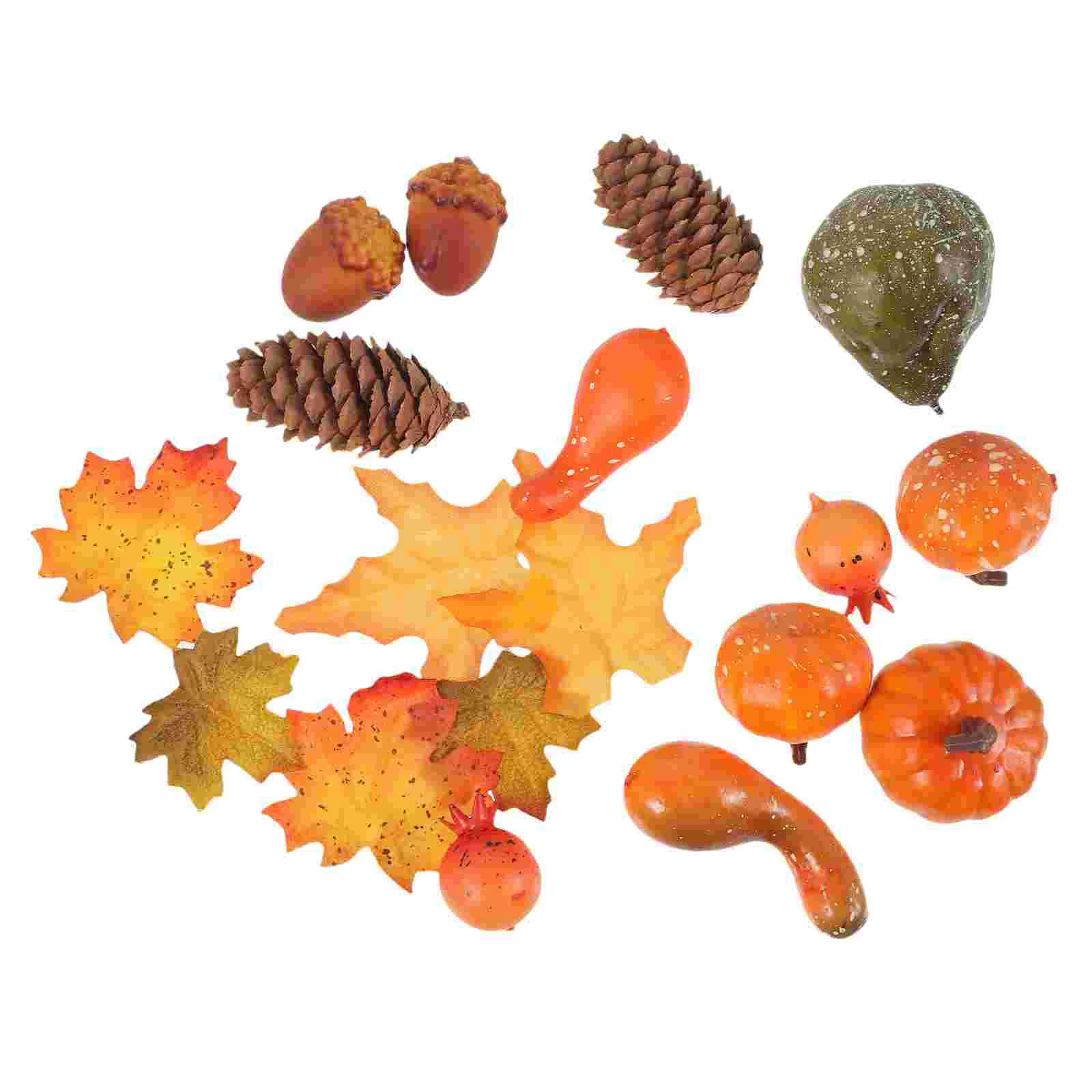 

1 Set Thanksgiving Artificial Pumpkins Fake Maple Leaves Pine Cones Acorns Fall Decor for Autumn Harvest