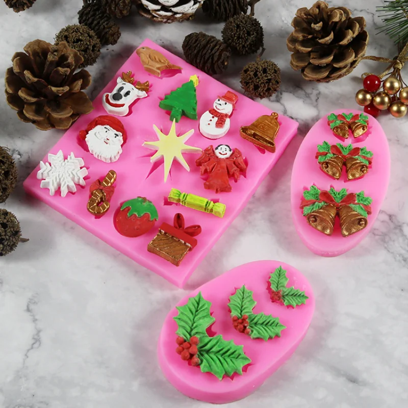 

Food Grade 3D Christmas Tree/Bell/Snowman/Snowflake/sock Shape Silicone Mold Cake Decorating Tool Christmas gifts