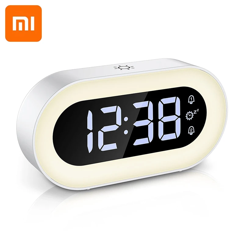 

Xiaomi 2022 LED Digital Alarm Clock USB Charging Voice Control Desktop Clocks with Snooze Adjustable Children Alarm Clock