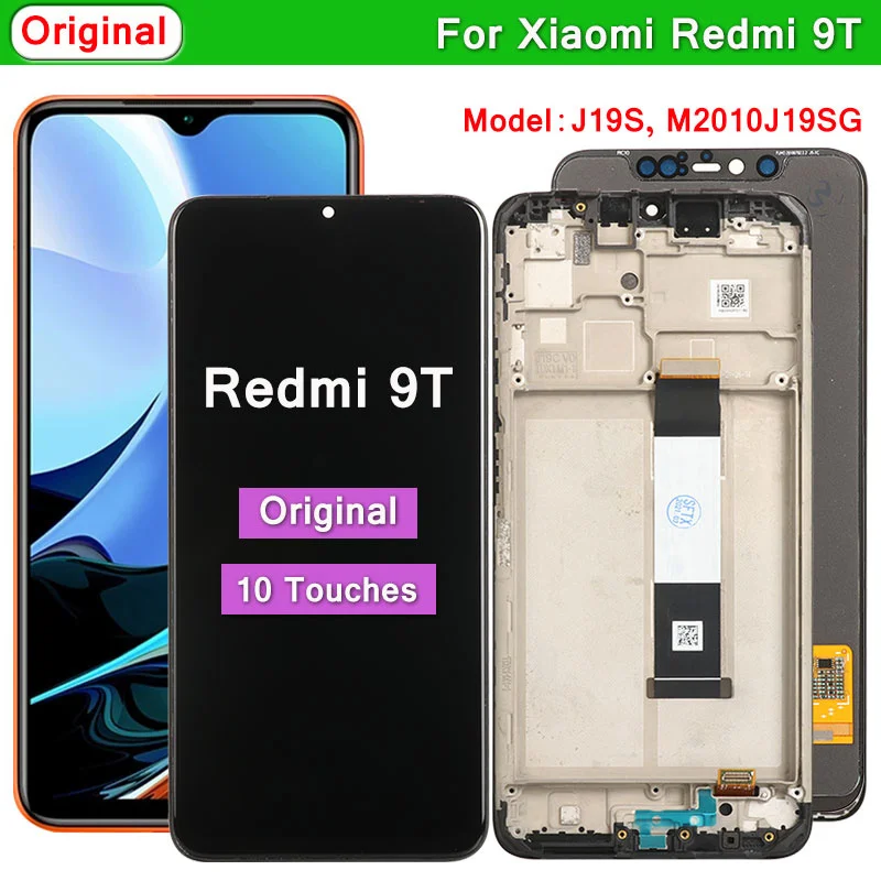 

Original LCD Display For Xiaomi Redmi 9T Screen Replacement With Frame 10 Touches 9 T J19S M2010J19SG Tool