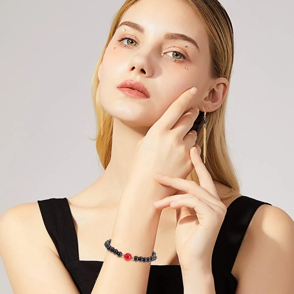 50 шт. 6 мм бусины из натурального черного оникса 2 круглые с большим отверстием