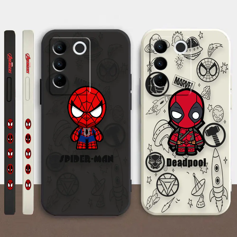

Case For VIVO S5 S6 S7 S9 S10 S15 S16 S16E T1 V15 V20 V23 PRO 5G Simple Liquid Silicone Case Marvel's Spider-Man Deadpool