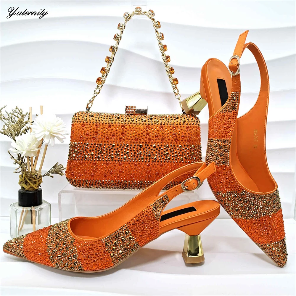 Женские туфли-лодочки в нигерийском стиле комплект обуви и сумок для свадьбы