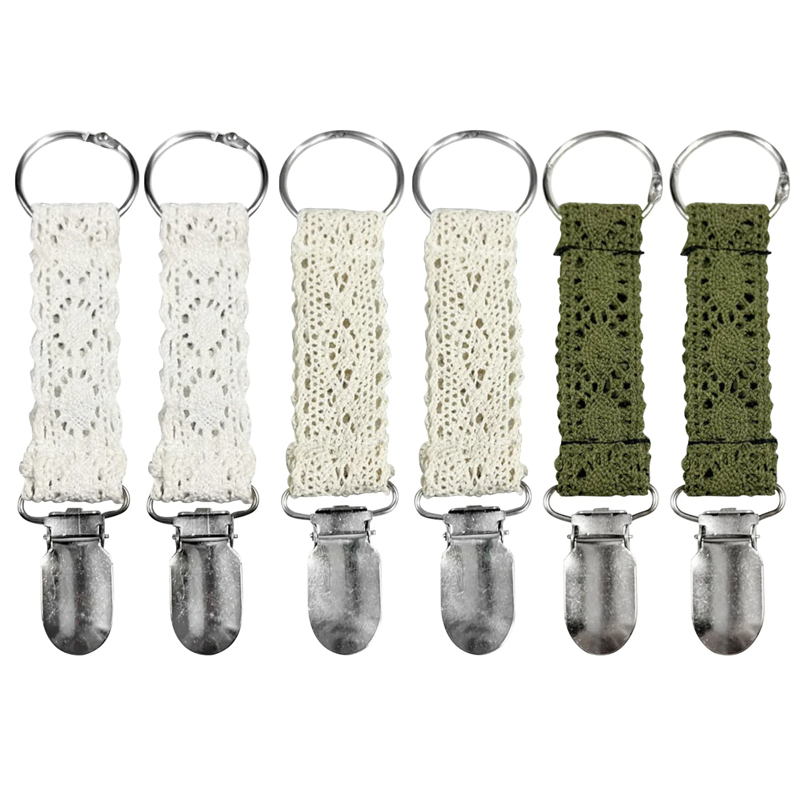 

6pcs/set On Bag Practical Scarf For Women Hanging Convenient Accessories Hands Free Outdoor Travel Camping Hat Clip Lace Woven