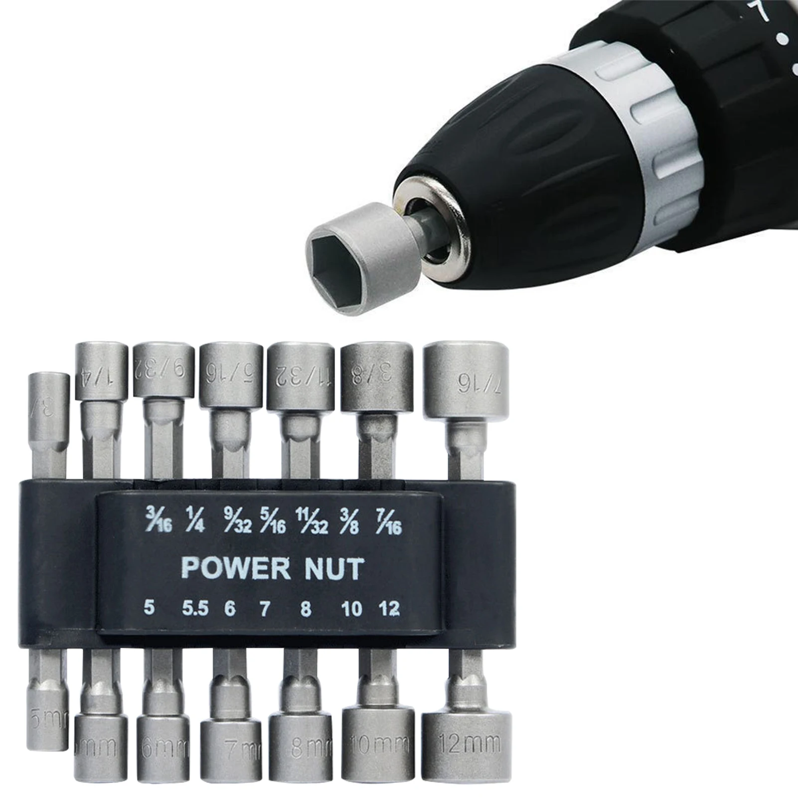 

Hexagonal Nut Socket Set 1/4” Hex Socket Adapter Bolt Drivers Repairing Tool Kit Suitable For Quicker Change Chuck Electric