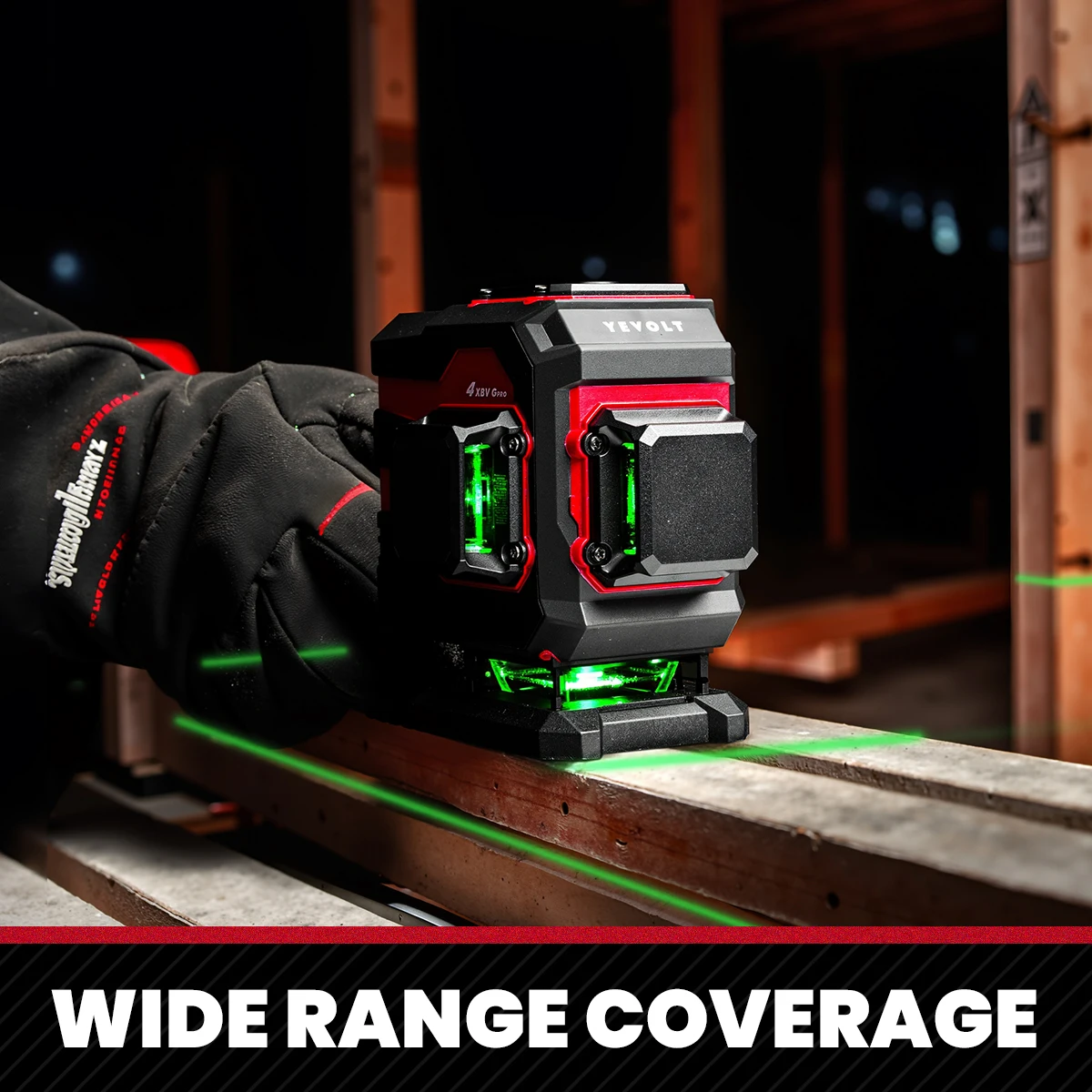 Зеленый лазерный уровень YEVOLT 3 листа 12 линий самовыравнивающийся 360 3D