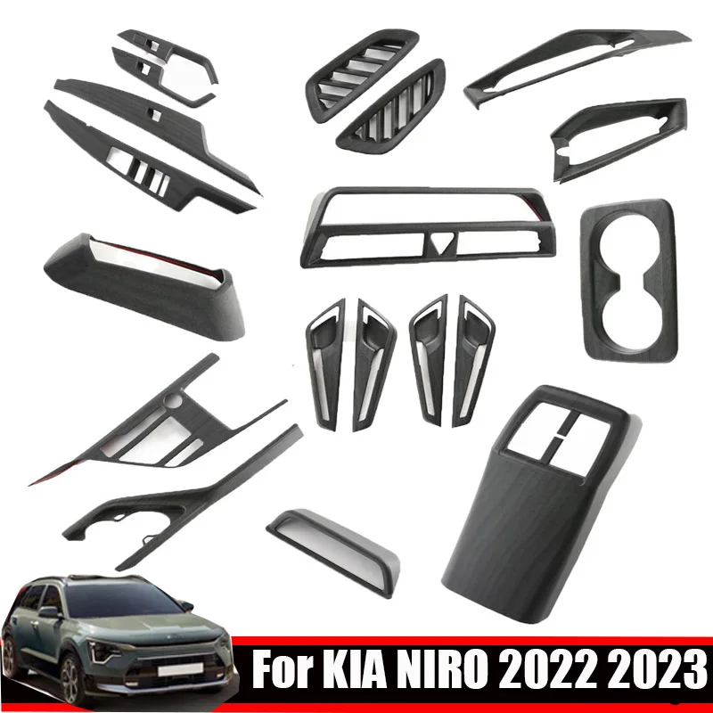 

Для Kia Niro 2022 2023 2024 интерьер ABS персиковое дерево украшение USB панели окна подъемник swtich Крышка вентиляционного отверстия переключение передач панель обшивки