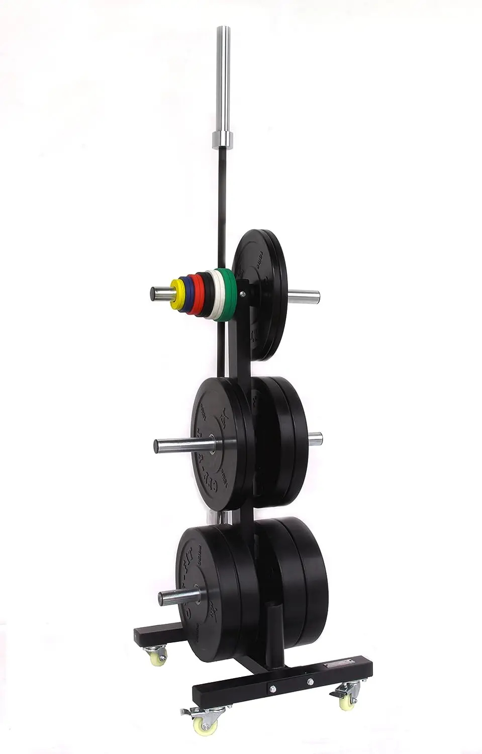 

2 & Bumper Plate Tree for Weights - 1000 lb. Capacity Mobile Weight Storage w/Wheels. Perfect for Any Commercial Gym, Fitn