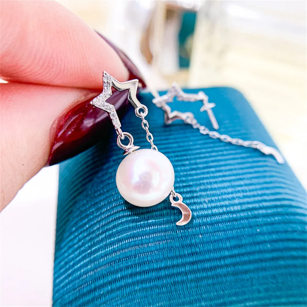 

DIY Pearl Earnail Accessories S925 Sterling Silver Jewelry Gold Earrings Women's Empty Fit 7-10mm Beads
