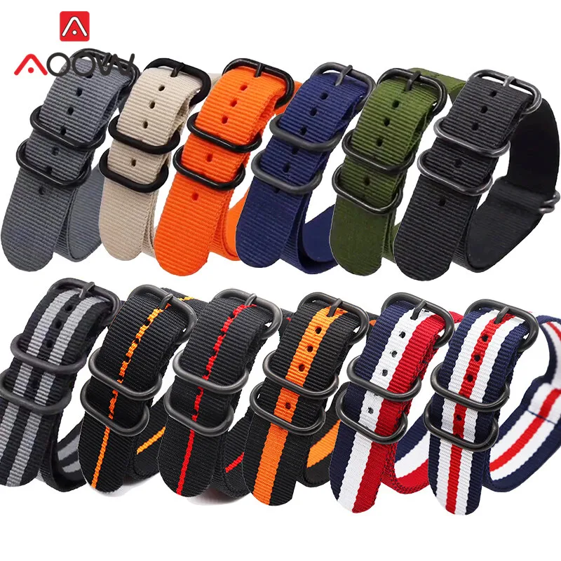 

18mm 20mm 22mm 24mm NATO Nylon Strap Canvas Zulu Watchband Black Buckle Men Replacement Band Bracelet Belt Watch Accessories