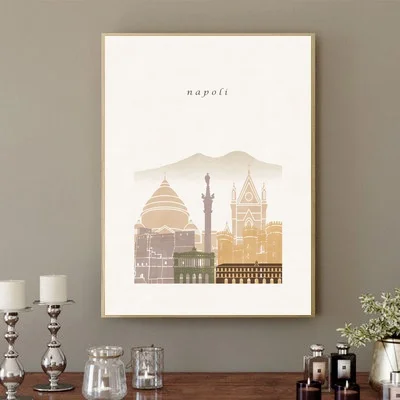 Неаполь Художественная печать очертания Италия городской пейзаж настенное