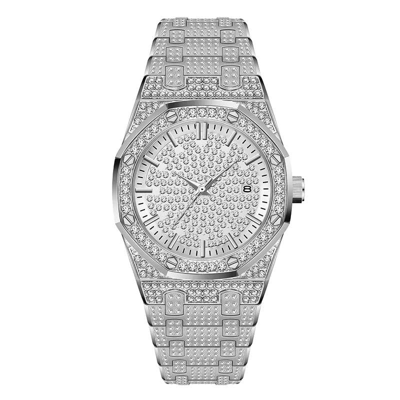 

2023 Luxury Man Famous Brand Watch Fashion Ice Out Diamond Bussiness MAN Wristwatch Stainless Steel Clasp Reloj Hombre