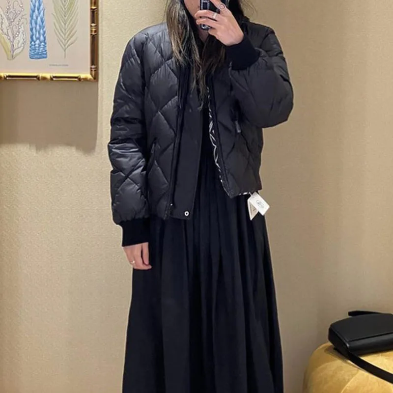 

Down Jacket Female Winter 2022 New in Printed Reversible Down Vest Stand Collar Slim Women's Thick Coat Windproof Parka Traf y2k