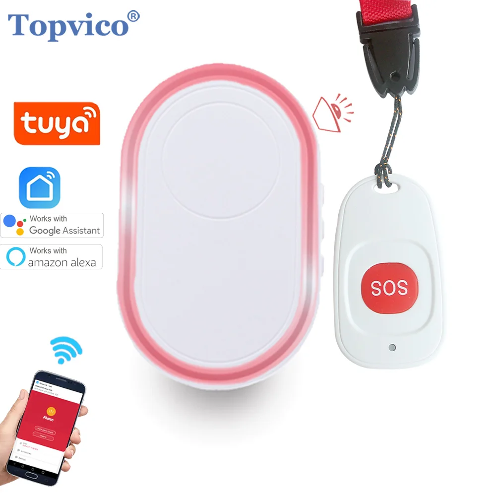 TUYA WIFI Emergency Call Button for Elderly Alarm RF 433mhz Panic SOS Wireless Call Old People Android IOS APP Smart Life