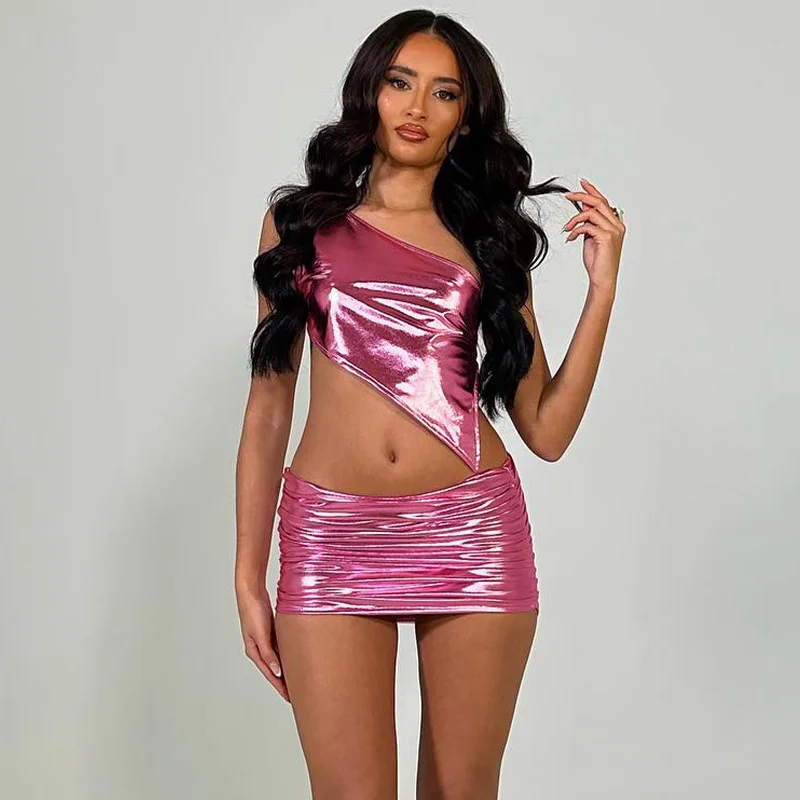 

Флуоресцентный цветной Топ Zoctuo на шнуровке с открытой спиной, необычная короткая юбка, комплект из 2 предметов, наряд для женщин, лето 2023, сем...