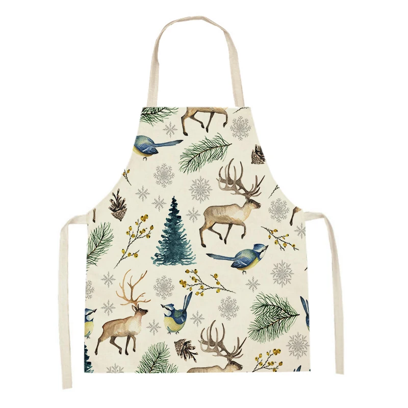 

Christmas Home Kitchen Linen Aprons Adults Children's Antifouling Apron Baking Apron Cleaning Tool Christmas Elk Trees Aprons
