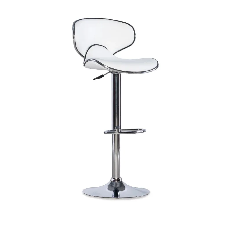 With Metal Base And Swivel, Chrome With White Faux Leather B