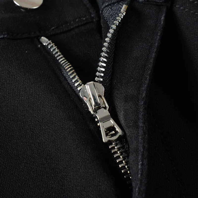 Street Fashion Men Jeans Black Color Elastic Stretch Skinny Ripped Jeans Men Golden Patch Designer Hip Hop Brand Pants Hombre