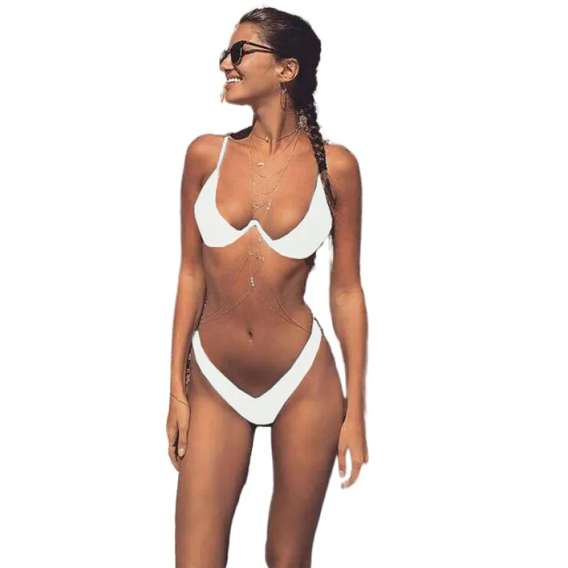 

Соблазнительные женские купальники с глубоким вырезом и эффектом пуш-ап, бюстгальтер и стринги, купальник из 2 предметов, Женский дизайнерс...