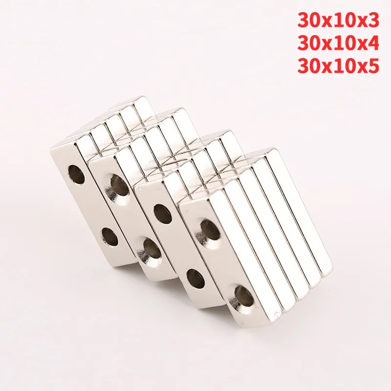 

30x10x3/4/5mm Strong Magnetic Block Neodymium Magnet Screw Hole NdFeB Strong Rare Earth Hardware Lighting Magnets 30*10*3/4/5MM