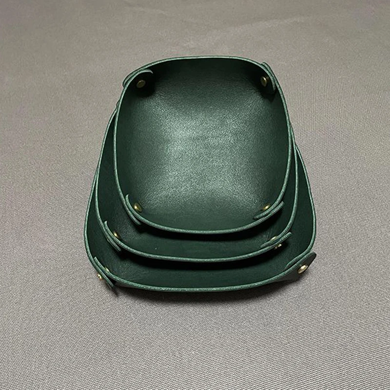 Квадратный лоток для хранения из натуральной кожи Двойная кожаная пластина