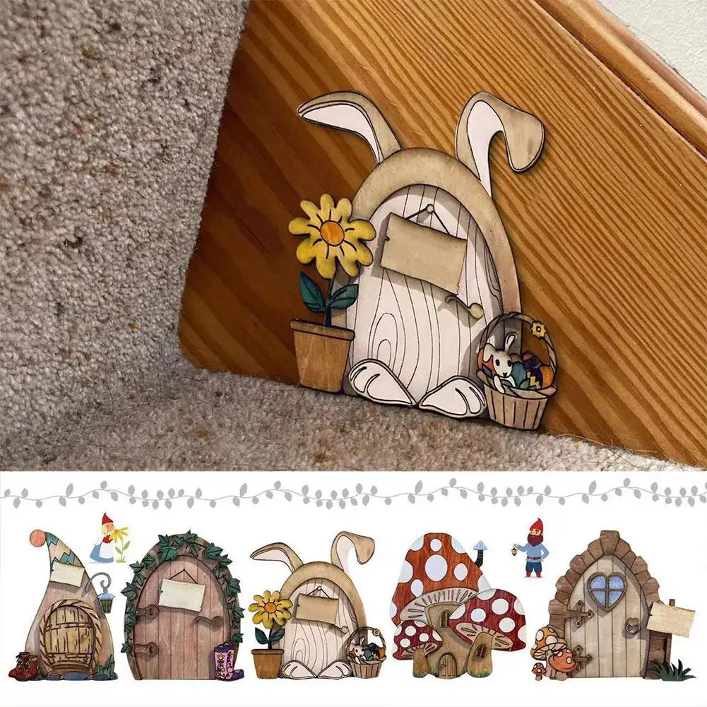 

Miniature Fairy Gnome Door Mini Figurines Elf Home For Yard Art Garden Tree Sculpture Statues Outdoor Decor Fairy Garden Door