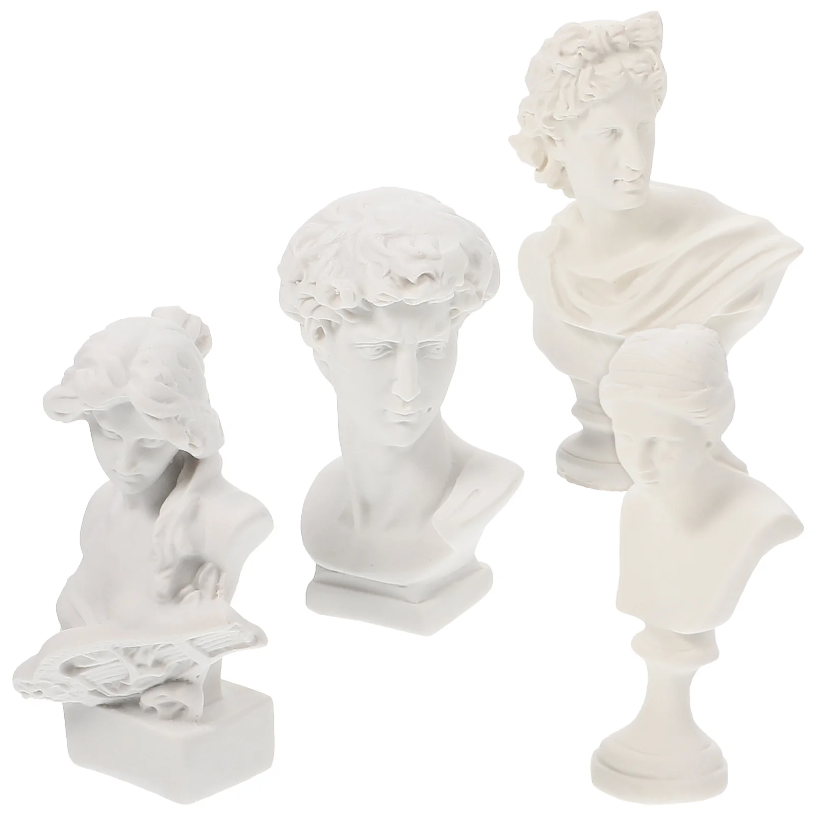 

4 Pcs Miniature Greek Sculptures Decor Artistic Statues Resin Sketch Figures Household Tiny Small