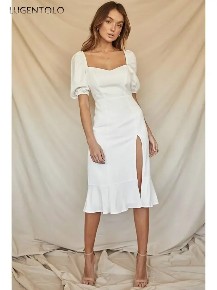 Женское пикантное платье летнее облегающее белое с коротким рукавом и
