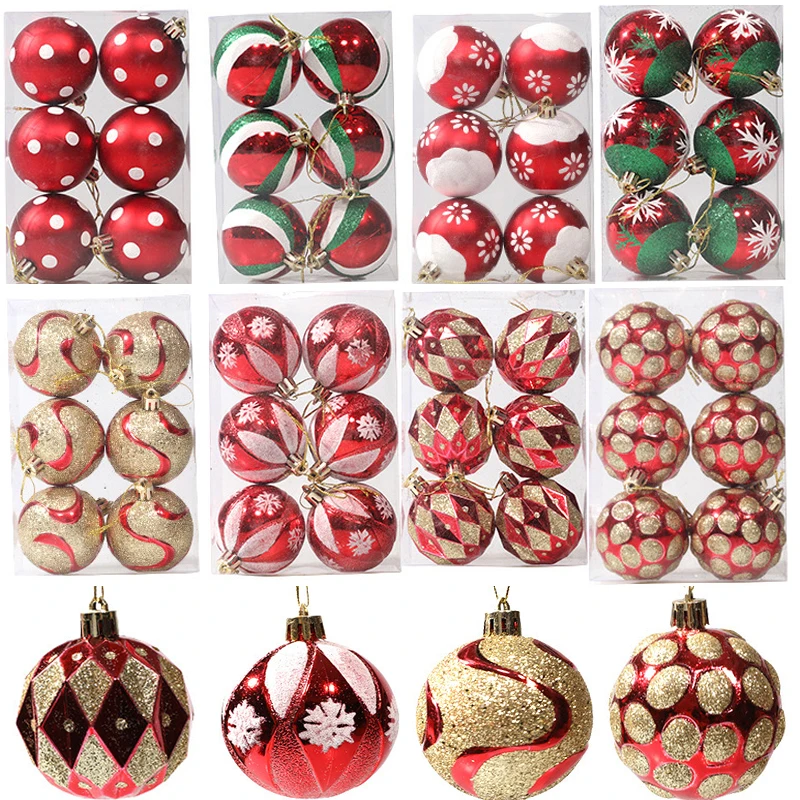 

6 шт./корт. 6 см, украшения в виде рождественских шаров, подвесная елка, рождественские украшения для дома, Рождественский подарок на Новый год 2023