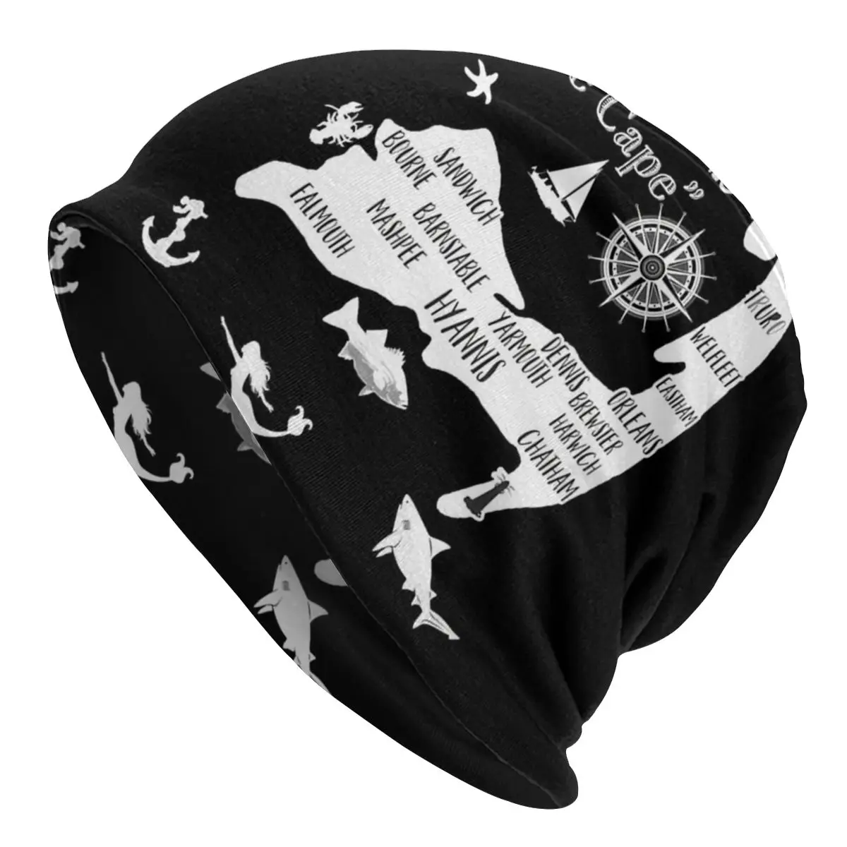 

Cape Cod Map Shark Souvenir Lighthouse Beanies Pullover Cap Comfortable , Adult Men's Woman Knit Hat